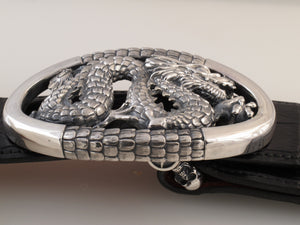 Dragon in Oval Frame trophy buckle side view