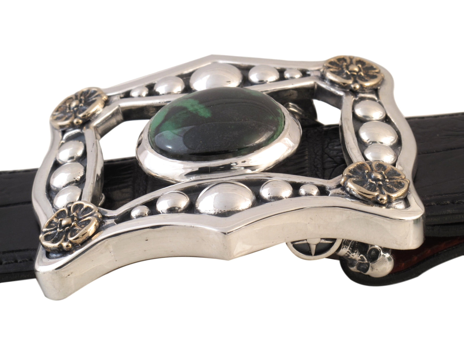 #1360 Sterling, Bronze Trophy Buckle with African Garnet