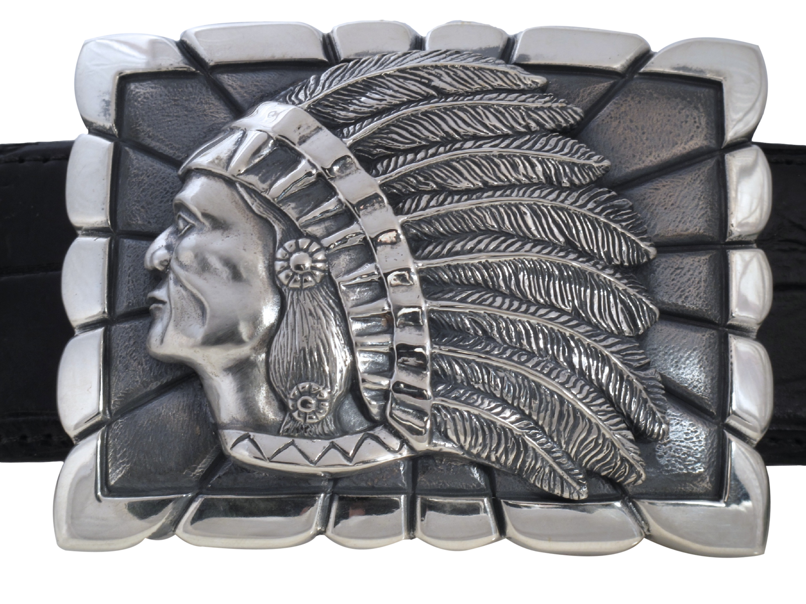 Indian on Rectangular Trophy Buckle