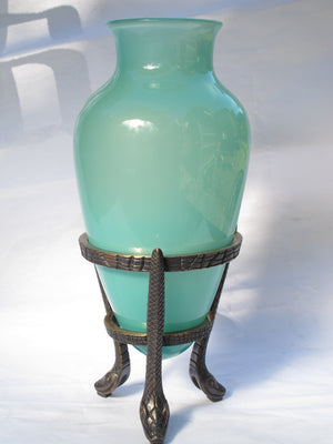 Bronze Snake base and Blown Glass Amphora