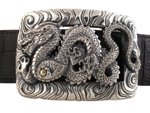 #1366 Dragon in Clouds Sterling with18kt Trophy Buckle