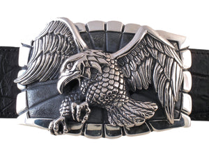 Front view of the Sterling Flying Eagle Trophy buckle.