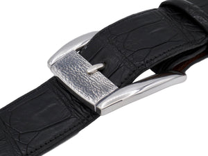 Angled view of the Sterling Textured Front Dress buckle on a 1.5" strap.