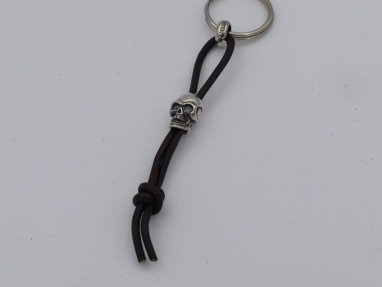 #DK-13 Small Skull Key Ring on Leather Cord